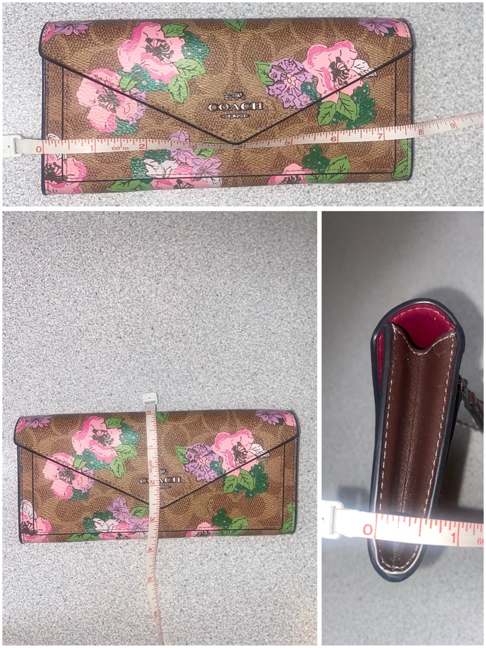 Coach Signature Canvas With Blossom Print Envelope Wallet EUC - Picture 11 of 14